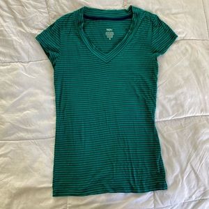 NWOT Mossimo Blue and Green Striped V-Neck Shirt